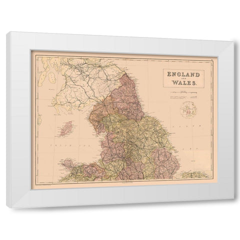 England Wales - Black 1867 White Modern Wood Framed Art Print by Black