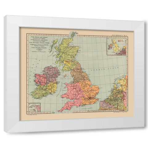 Great Britain Netherlands Belgium Ireland White Modern Wood Framed Art Print by Streit