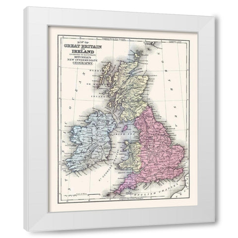 Great Britain Ireland - Mitchell 1877 White Modern Wood Framed Art Print by Mitchell