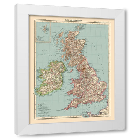 British Isles Great Britain Ireland - Schrader White Modern Wood Framed Art Print by Schrader