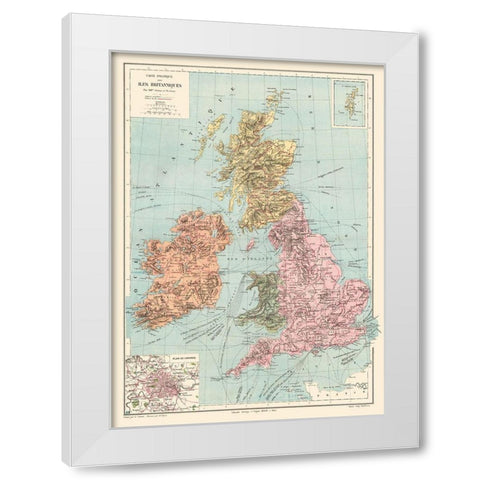 British Isles Great Britain Ireland - Drioux 1882 White Modern Wood Framed Art Print by Drioux