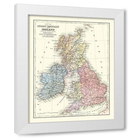 Great Britain Ireland - Mitchell 1869 White Modern Wood Framed Art Print by Mitchell