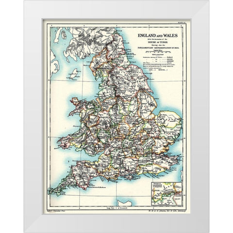 House of Tudor England Wales - Poole 1902 White Modern Wood Framed Art Print by Poole