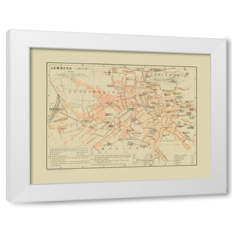 Lemberg Ukraine - Baedeker 1910 White Modern Wood Framed Art Print by Baedeker