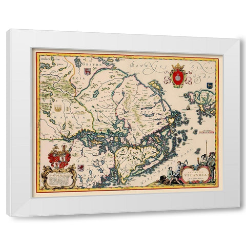 Uppland Province Sweden - Blaeu 1640 White Modern Wood Framed Art Print by Blaeu