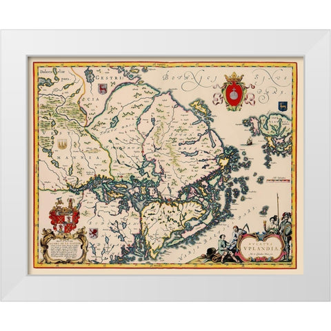 Uppland Province Sweden - Blaeu 1640 White Modern Wood Framed Art Print by Blaeu