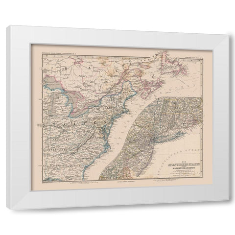 Eastern United States Canada - Stieler 1885 White Modern Wood Framed Art Print by Stieler