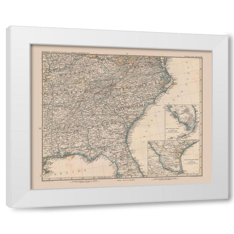 South East US - Stielers - 1885 White Modern Wood Framed Art Print by Stielers