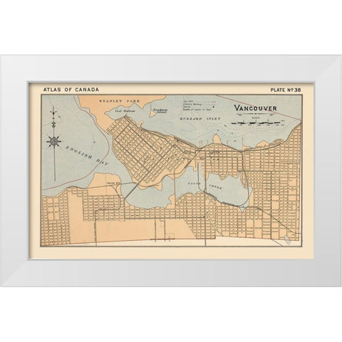 Vancouver Canada - White 1906 White Modern Wood Framed Art Print by White