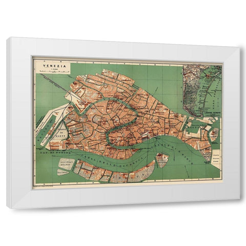 Venice Italy - Baedeker 1886 White Modern Wood Framed Art Print by Baedeker