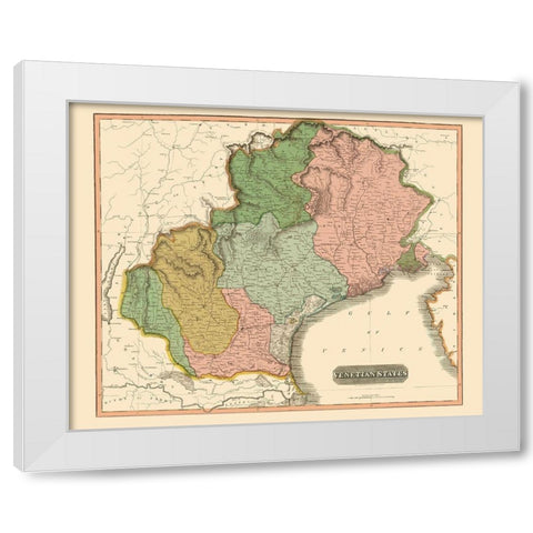 Venetian States Italy - Thomson 1816 White Modern Wood Framed Art Print by Thomson