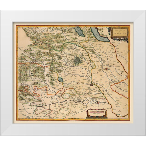 Vercelli Region Italy - Blaeu 1640 White Modern Wood Framed Art Print by Blaeu