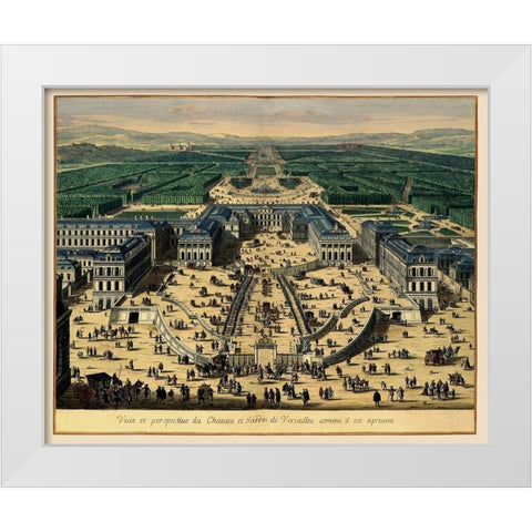 Palace Versailles Panoramic France - 1683 White Modern Wood Framed Art Print by Unknown