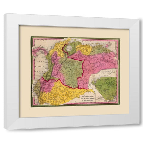 Venezuela New Granada Ecuador - Mitchell 1846 White Modern Wood Framed Art Print by Mitchell