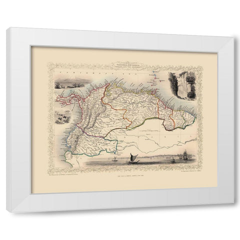 Venezuela New Granada Ecuador Guyana - Tallis 1851 White Modern Wood Framed Art Print by Tallis