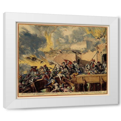 Vienna Austria Siege 6 - DeHooghe 1683 White Modern Wood Framed Art Print by De Hooghe