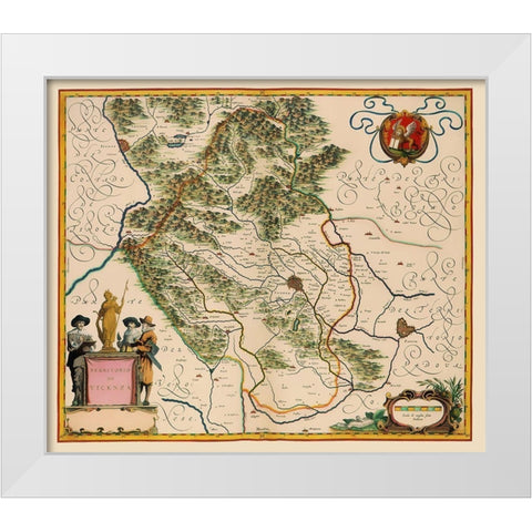 Vicenza Region Italy - Blaeu 1640 White Modern Wood Framed Art Print by Blaeu
