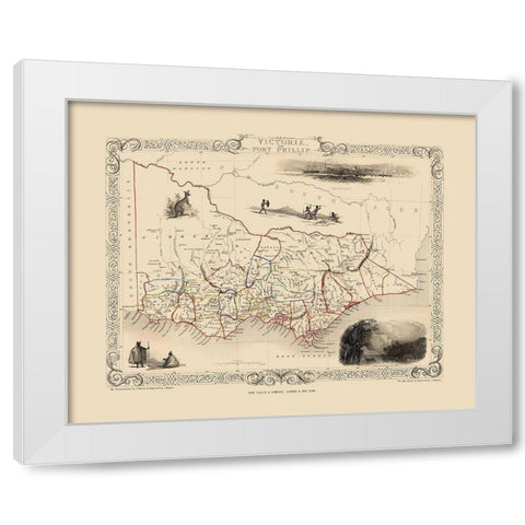 Victoria Australia - Tallis 1851 White Modern Wood Framed Art Print by Tallis