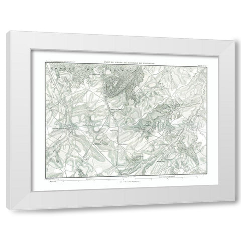 Battle of Waterloo, Field Plan - Thiers 1866 White Modern Wood Framed Art Print by Unknown