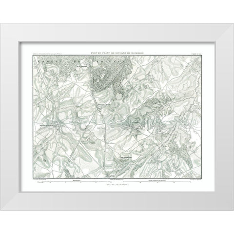 Battle of Waterloo, Field Plan - Thiers 1866 White Modern Wood Framed Art Print by Unknown