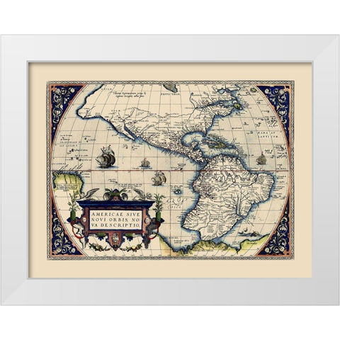 Western Hemisphere - Ortelius 1572 White Modern Wood Framed Art Print by Ortelius