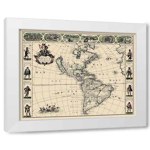 Western Hemisphere - De Wit 1660 White Modern Wood Framed Art Print by De Wit