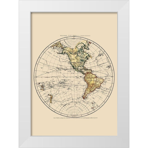 Western Hemisphere - Faden 1786 White Modern Wood Framed Art Print by Faden