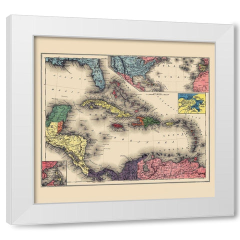 West Indies Caribbean - Evening Post 1898 White Modern Wood Framed Art Print by Evening Post