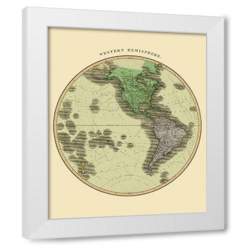 Western Hemisphere - Thomson 1814 White Modern Wood Framed Art Print by Thomson