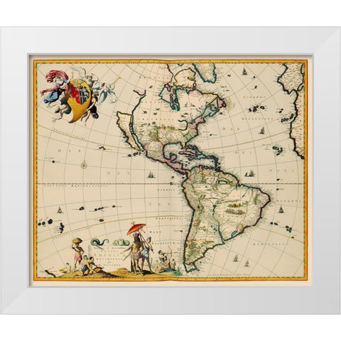 Western Hemisphere - Visscher 1681 White Modern Wood Framed Art Print by Visscher