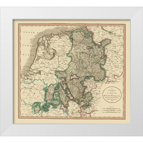 Westphalia Region Germany - Cary 1799 White Modern Wood Framed Art Print by Cary