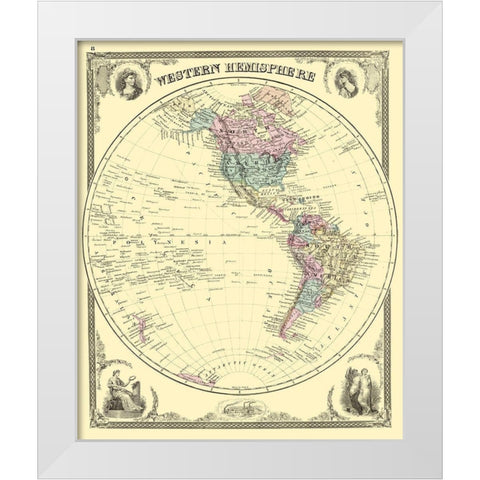Western Hemisphere - Baskin 1876 White Modern Wood Framed Art Print by Baskin