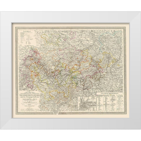 Weimer Region Germany - Weiland 1856 White Modern Wood Framed Art Print by Weiland