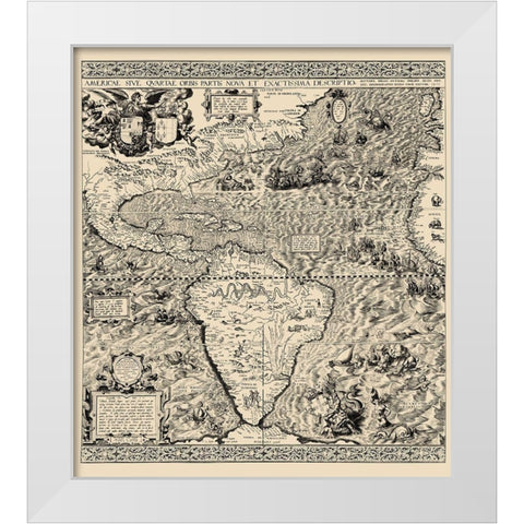 Western Hemisphere - Gutierrez 1562 White Modern Wood Framed Art Print by Gutierrez