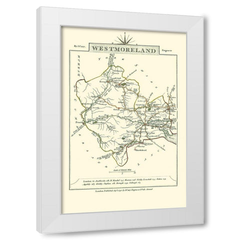 Westmoreland County England - Cary 1792 White Modern Wood Framed Art Print by Cary