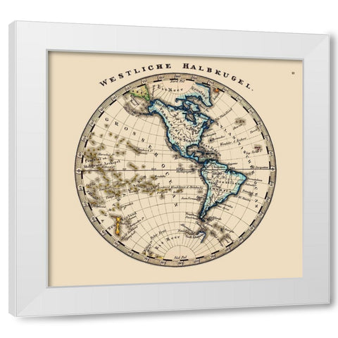 Western Hemisphere - Stieler 1852 White Modern Wood Framed Art Print by Stieler