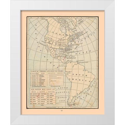 Western Hemisphire Discovery - Cram 1888 White Modern Wood Framed Art Print by Cram