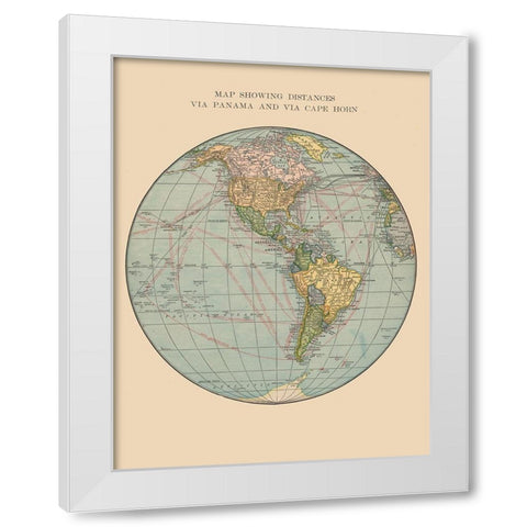Western Hemisphere - Hammond 1910 White Modern Wood Framed Art Print by Hammond