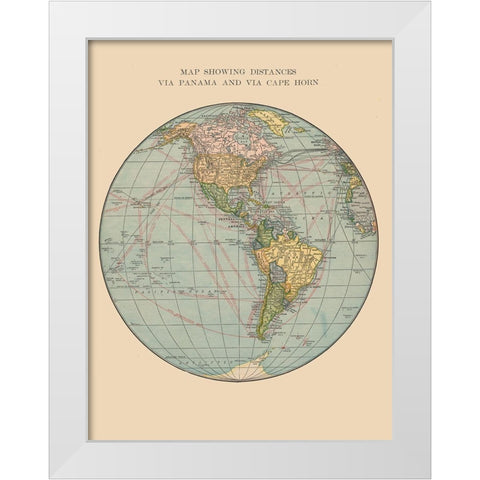 Western Hemisphere - Hammond 1910 White Modern Wood Framed Art Print by Hammond