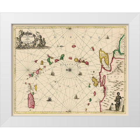 Windward Leeward Islands Puerto Rico - Jansson White Modern Wood Framed Art Print by Jansson