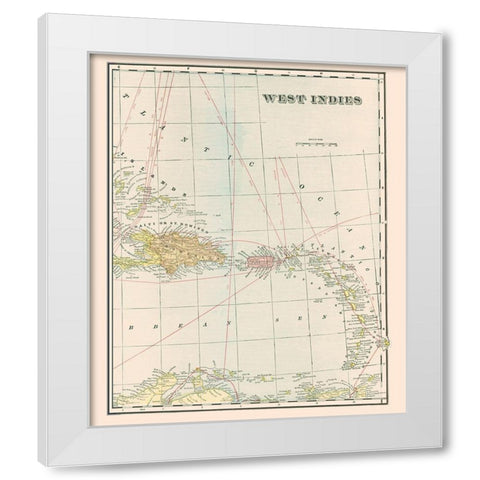 West Indies - Cram 1898 White Modern Wood Framed Art Print by Cram