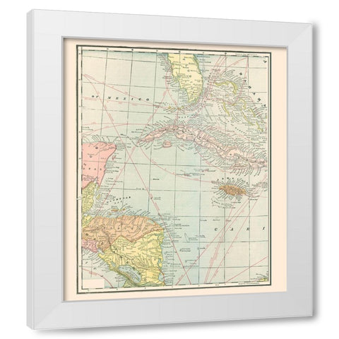 West Indies - Cram 1898 White Modern Wood Framed Art Print by Cram