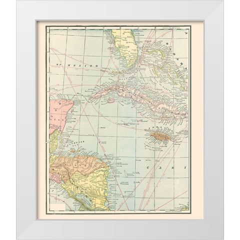 West Indies - Cram 1898 White Modern Wood Framed Art Print by Cram