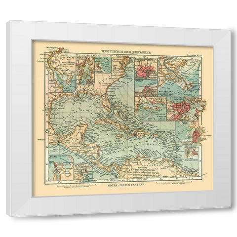 West Indies - Perthes 1914 White Modern Wood Framed Art Print by Perthes