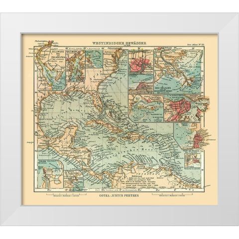 West Indies - Perthes 1914 White Modern Wood Framed Art Print by Perthes
