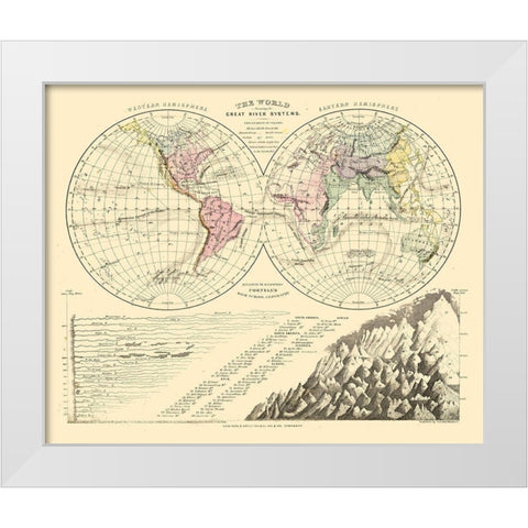 Great River Systems World White Modern Wood Framed Art Print by Unknown