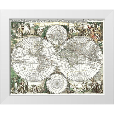 World - Valck 1695 White Modern Wood Framed Art Print by Valck