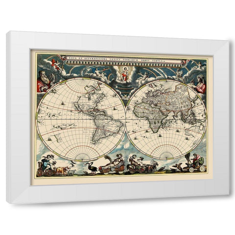 World - Blaeu 1662 White Modern Wood Framed Art Print by Blaeu