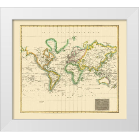 World Hydrographical Chart - Thomson 1814 White Modern Wood Framed Art Print by Thomson