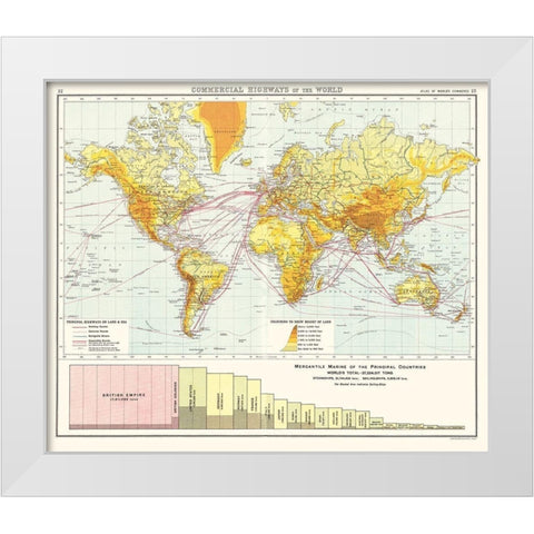 World Commercial Highways - Newnes 1907 White Modern Wood Framed Art Print by Newnes